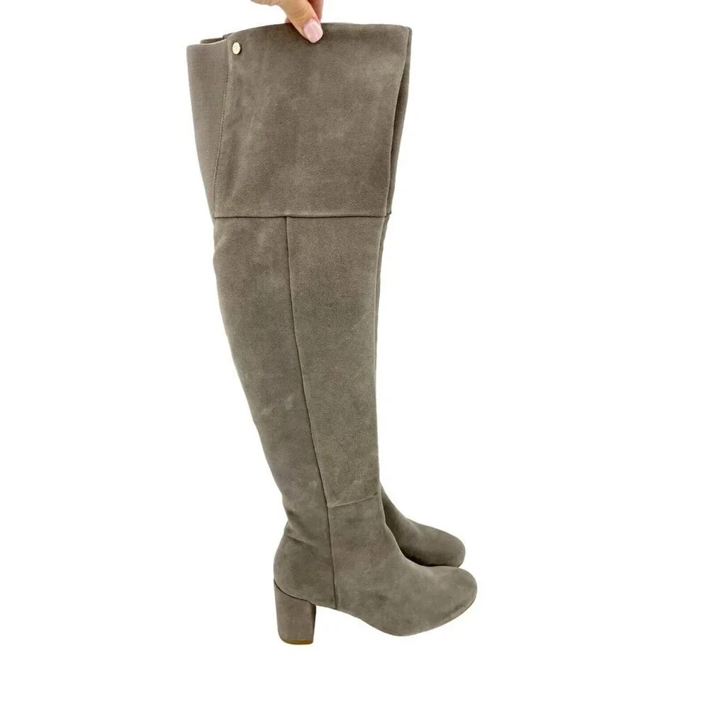 Taryn Rose Boots Catherine Gray Suede Leather Over The Knee SZ 5.5 New $375